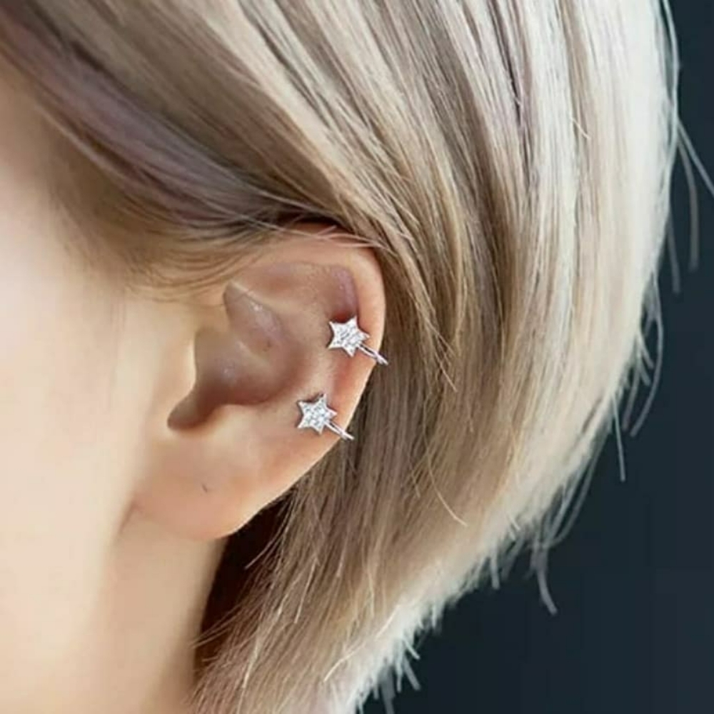Sterling silver star ear cuff/clip